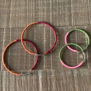 Set of 2 Thread Wrapped Hoop Earrings